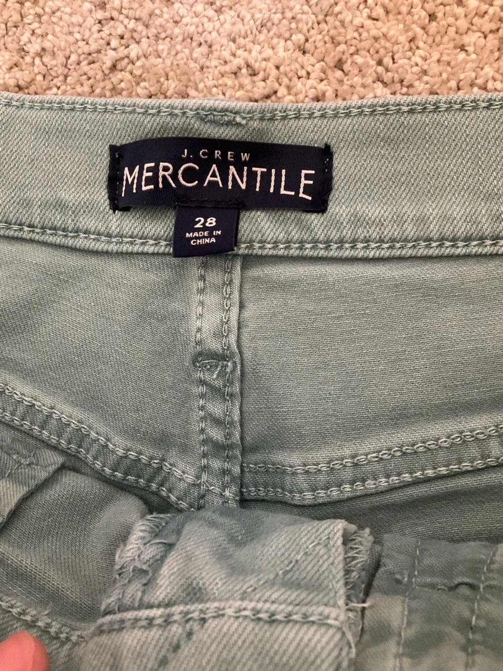 J.Crew Mercantile Green Frayed Hem Denim Shorts Size 28
